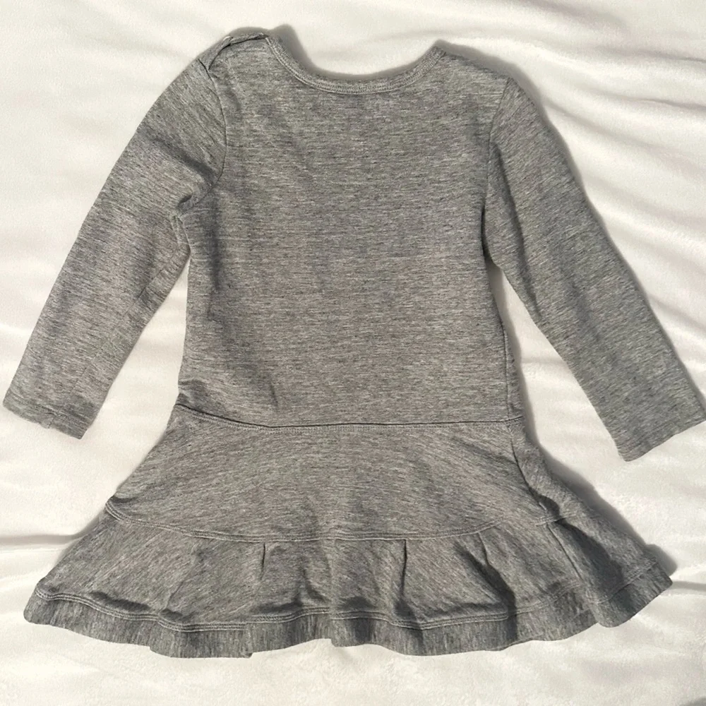 CHLOE Heather Gray Long Sleeve Flared Hem Sweater Dress Silver Buttons Girls 4